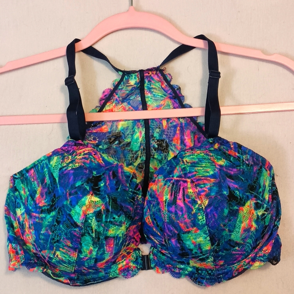 PINK neon lace bralette 34DD